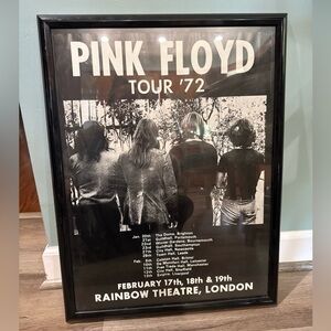 PINK FLOYD UK TOUR 72 1972 RARE ORIGINAL POSTER FRAMED 18” X 25”